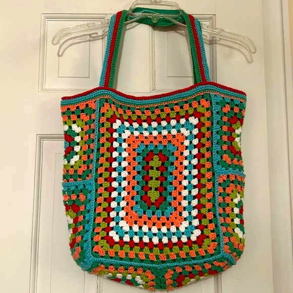 Crocheted Tote Bag ~ Multicolor - Picture 2 of 13